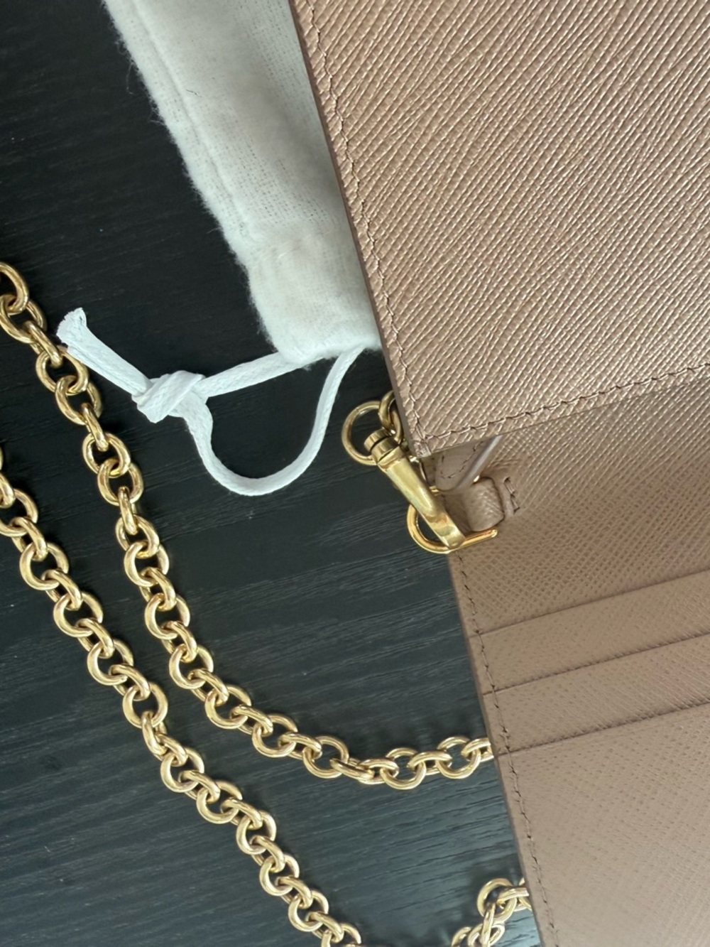 Prada Blush Pink Crossbody with Gold Chain Strap - Picture 7 of 14